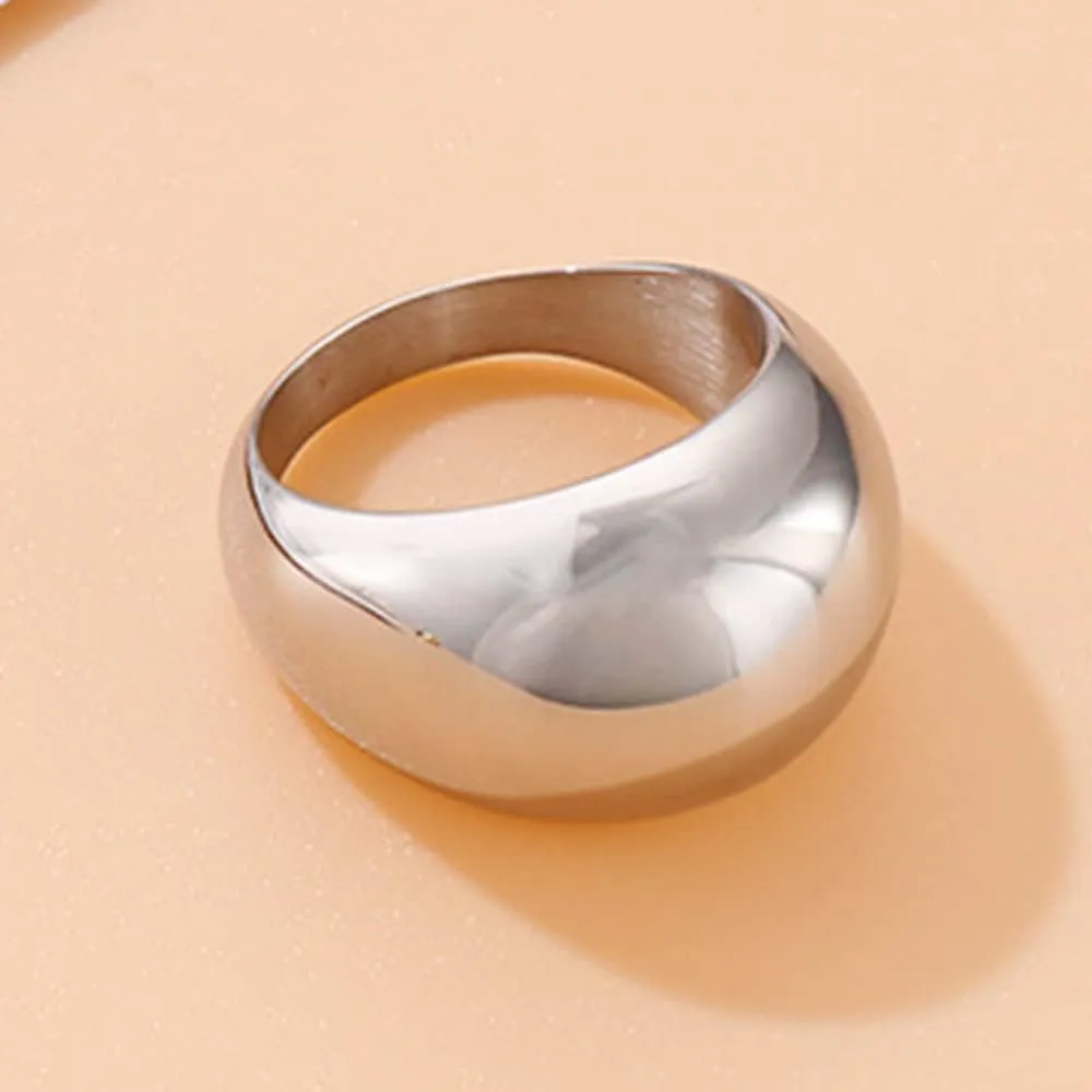 Jude Jewelers Stainless Steel Fat Dome Style Classic Simple Plain Wedding Statement Pinky Ring