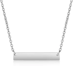 Jude Jewelers Stainless Steel Horizontal Long Bar Drop Classic Plain Charm Necklace