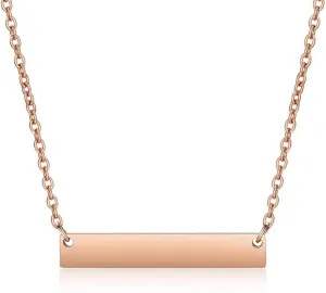 Jude Jewelers Stainless Steel Horizontal Long Bar Drop Classic Plain Charm Necklace