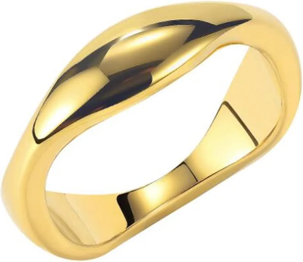 Jude Jewelers Stainless Steel Irregular Shape High Polished Classic Simple Plain Wedding Band Ring