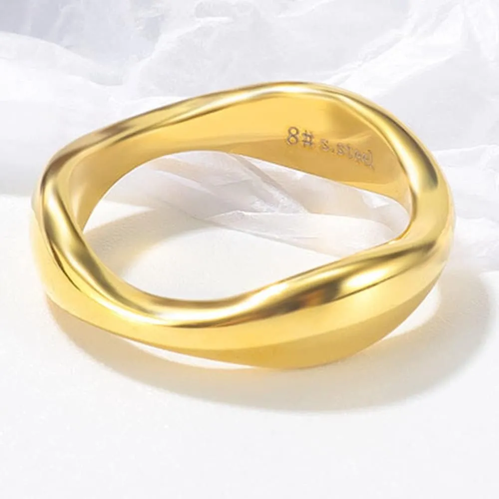 Jude Jewelers Stainless Steel Irregular Shape High Polished Classic Simple Plain Wedding Band Ring
