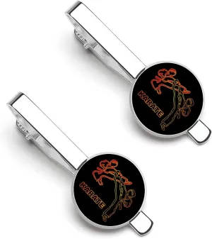 Karate Tie Clips for Men 2 Pack Classic Bar Pinch Necktie Tacks Pins for Wedding Business
