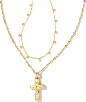 Kendra Scott Amelia Cross Necklace Gift Set, 14k Gold Plated Brass, Crystal, Fashion Jewelry for Women