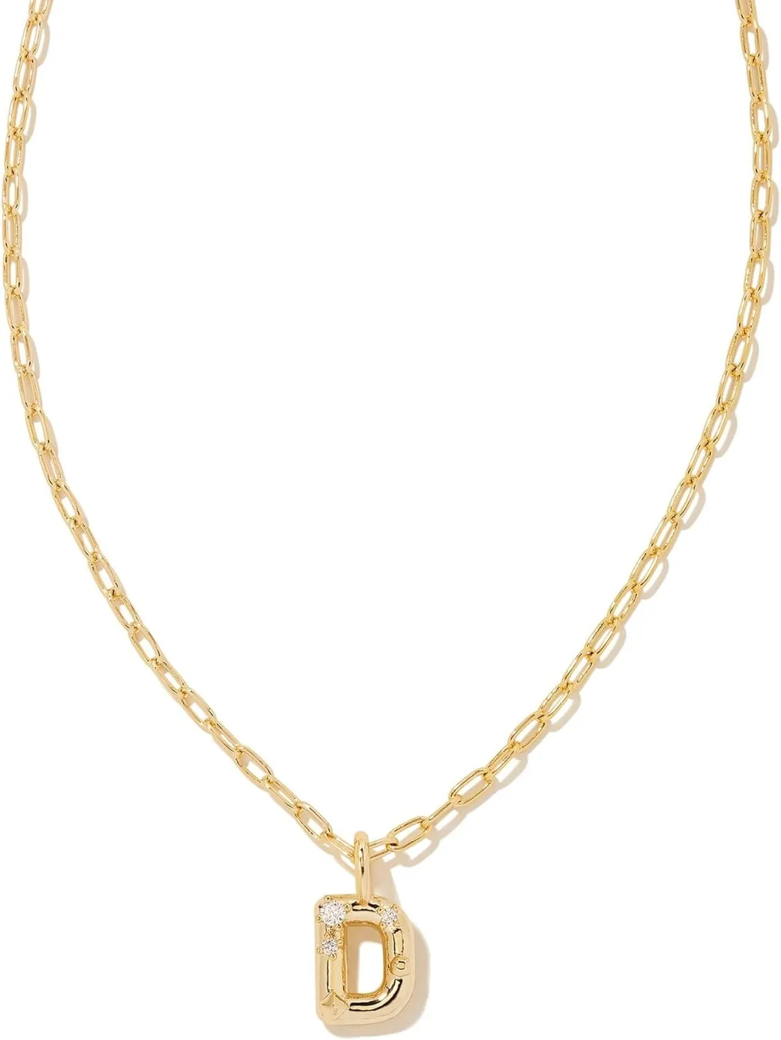 Kendra Scott Crystal Letter Short Pendant Necklace - Unisex Necklace - Lobster Closure - Brass Construction