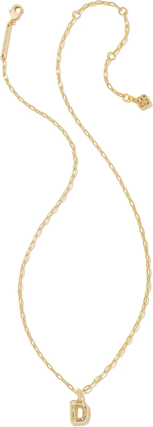 Kendra Scott Crystal Letter Short Pendant Necklace - Unisex Necklace - Lobster Closure - Brass Construction
