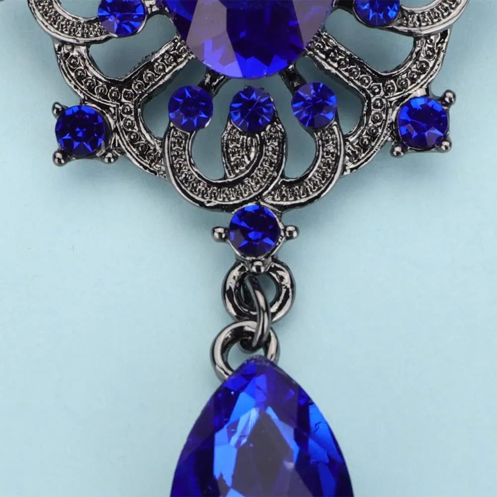 Kercisbeauty Blue Rhinestones Small Black Brooch for Unisex Women Men Dress Suit Brooches Pin Bling Jewelry for Special Occasion (Blue)