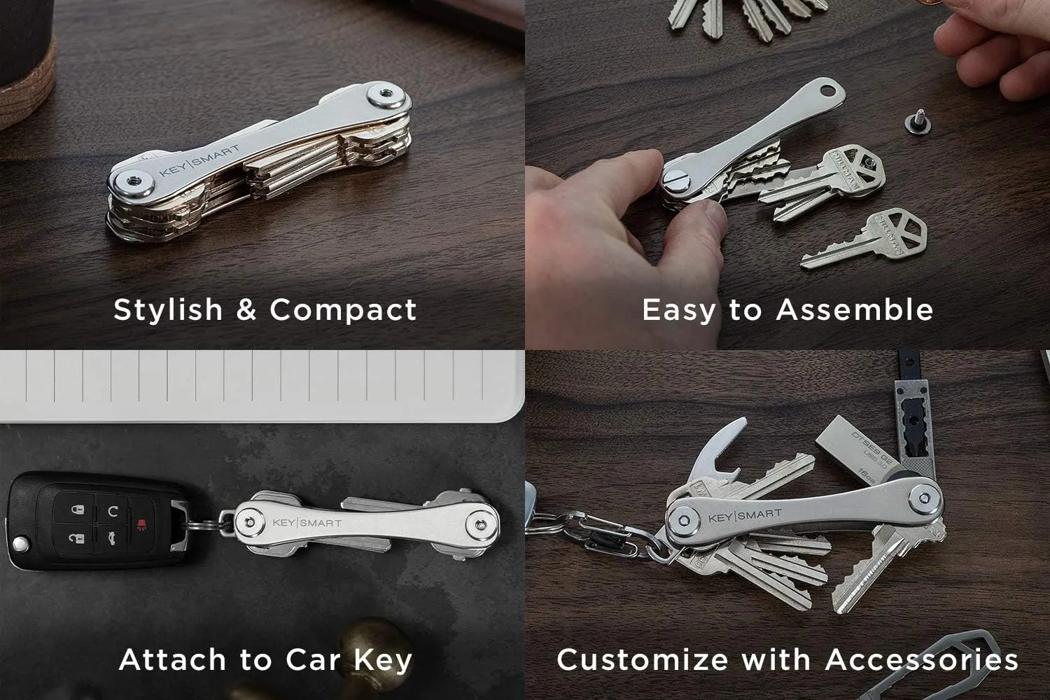 KeySmart Classic - Compact Key Holder and Keychain Organizer (up to 14 Keys) (Titanium)