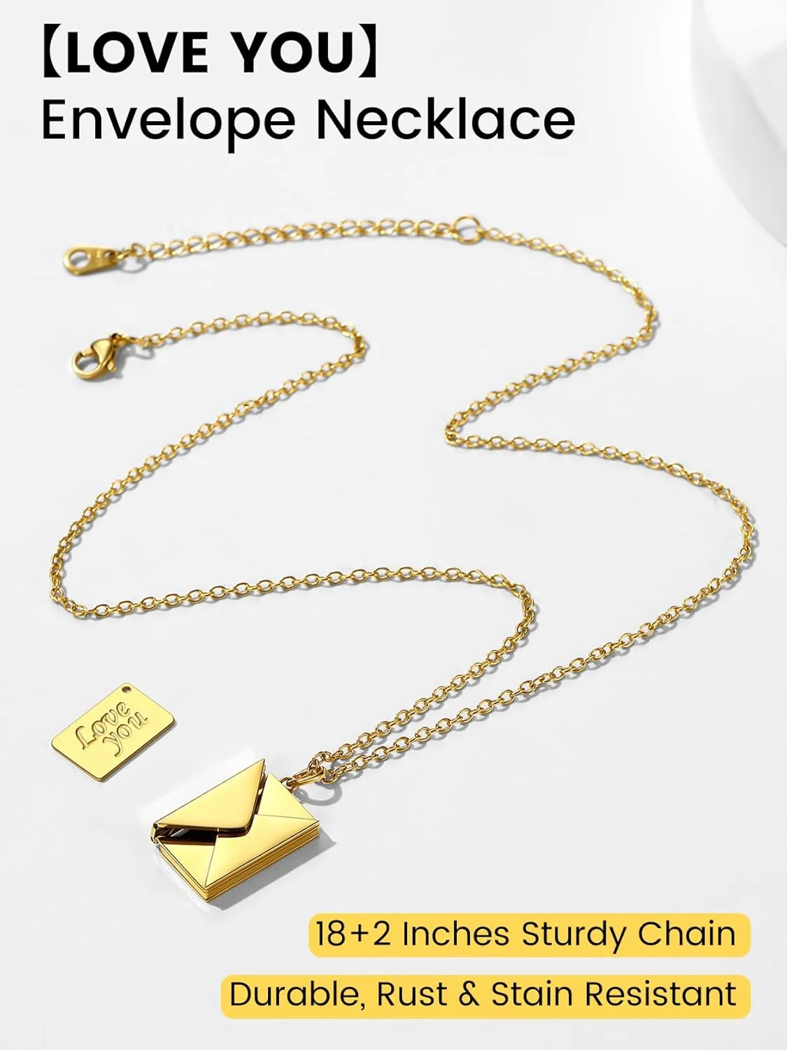 KeyStyle Personalized Envelope Locket Necklace for Women, Custom Love Letter Message Necklaces Birthstone Photo Jewelry Mother's Day Christmas Gift for Fiancee Mom Wife