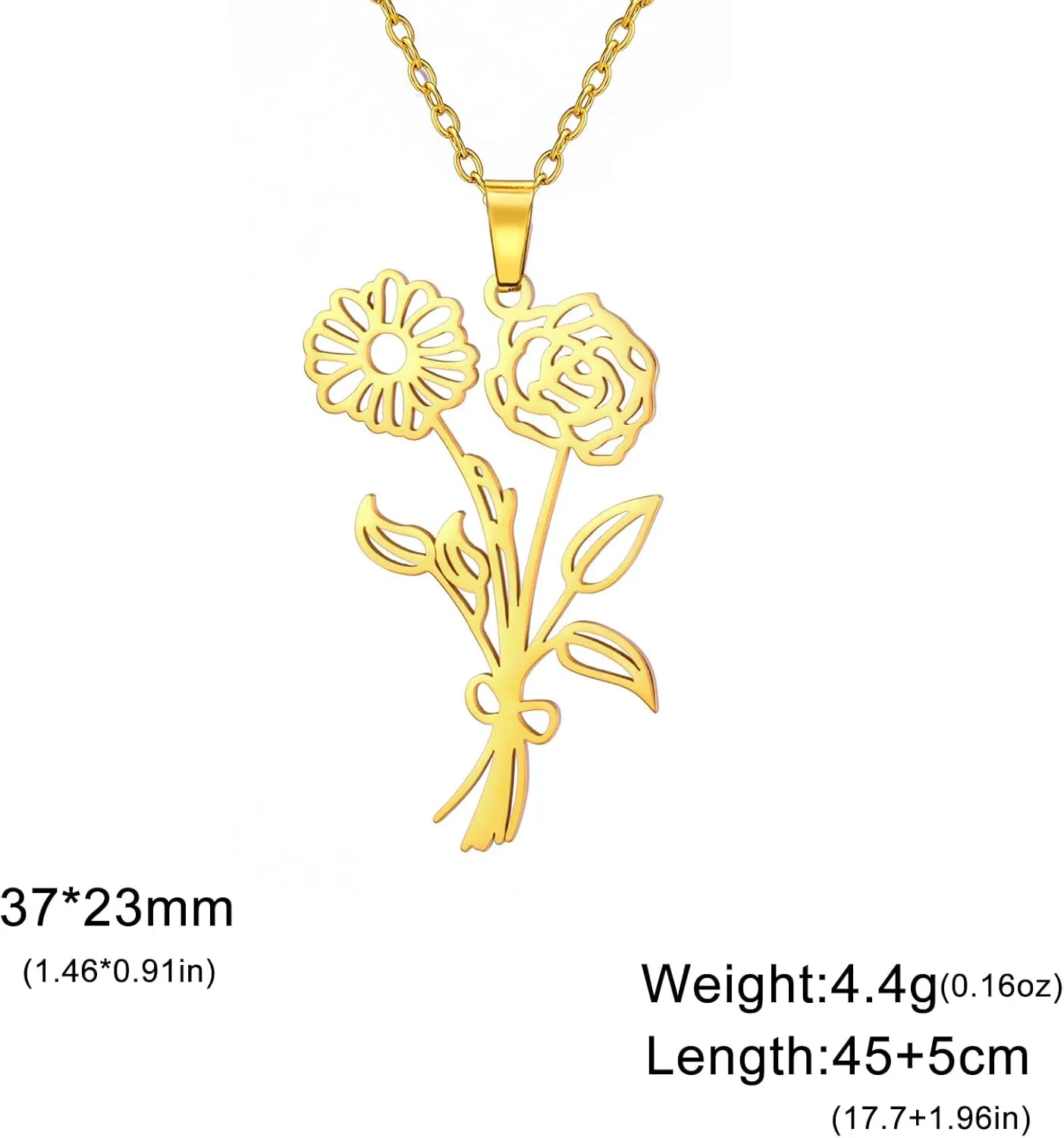kkjoy Personalized Combined Birth Flower Bouquet Necklace Custom 1-5 Flowers Pendant Necklaces Wildflower Jewelry for Family Member Grandma Mother Daughter Friends