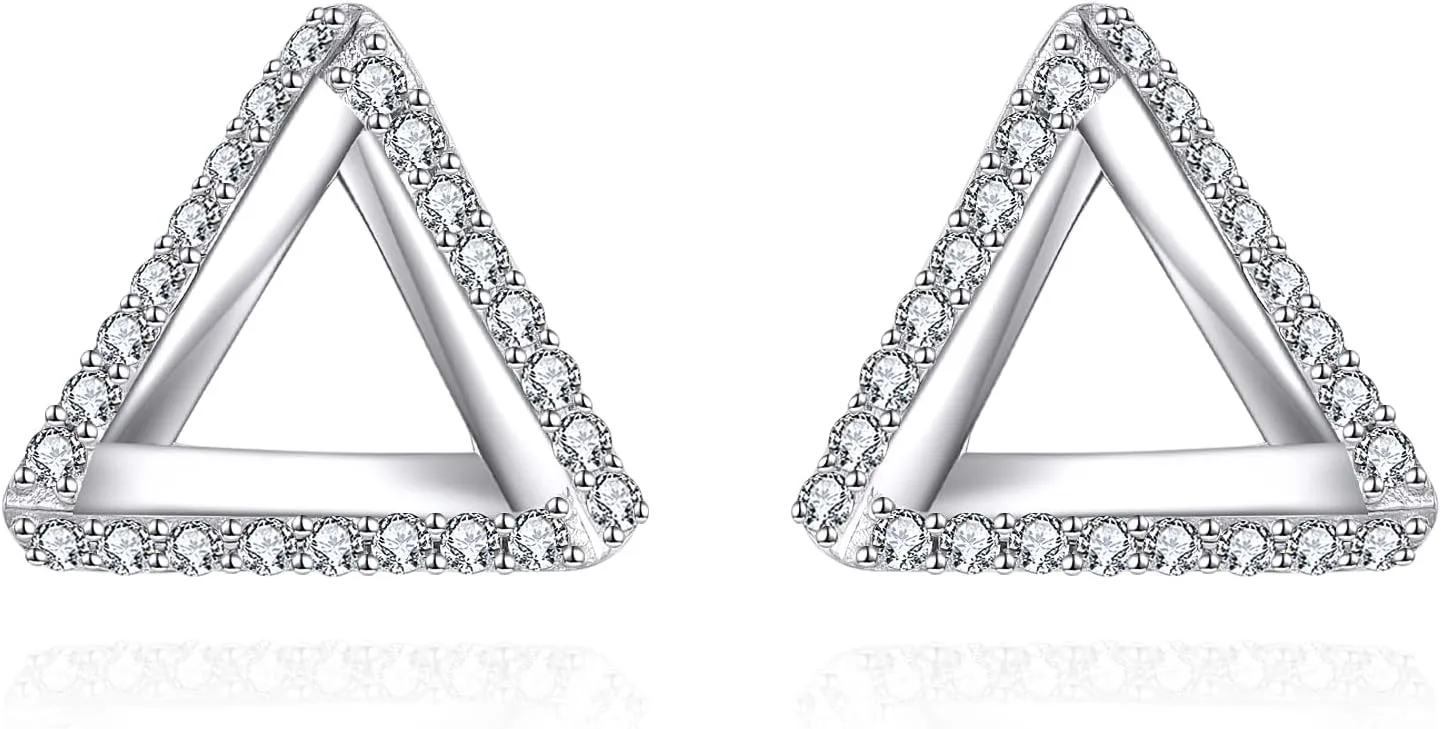KZX Triangle Earrings 925 Sterling Silver Triangle Stud Earrings Minimalist Geometric Earrings Birthday Christmas Gift Jewelry for Women
