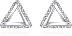 KZX Triangle Earrings 925 Sterling Silver Triangle Stud Earrings Minimalist Geometric Earrings Birthday Christmas Gift Jewelry for Women
