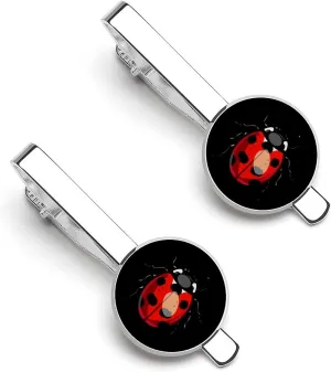 Ladybug Tie Clips for Men Classic Necktie Tie Bars Tie Pins for Wedding Business Accessories