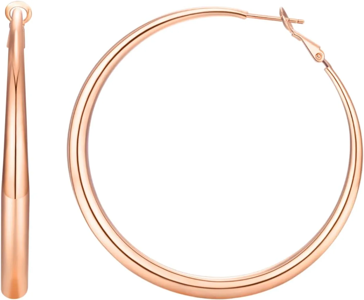 Large Hoop Earrings for Women - 14k Real Gold/Rose Gold/Silver Plated with 925 Sterling Silver Post Chunky Hoops Earrings - Lightweight & Hypoallergenic Big Thick Hoop Earrings