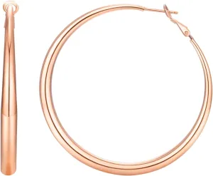 Large Hoop Earrings for Women - 14k Real Gold/Rose Gold/Silver Plated with 925 Sterling Silver Post Chunky Hoops Earrings - Lightweight & Hypoallergenic Big Thick Hoop Earrings