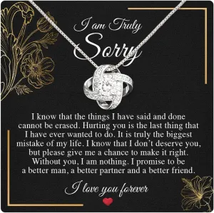 Larvincy I Love You I'm Sorry Gifts For Her, Apology Gift For Her - Wife, Girlfriend, Soulmate - Forgive Me Necklace With Heartfelt Message In A Stunning Box, Let's Start Over Love Necklace Present