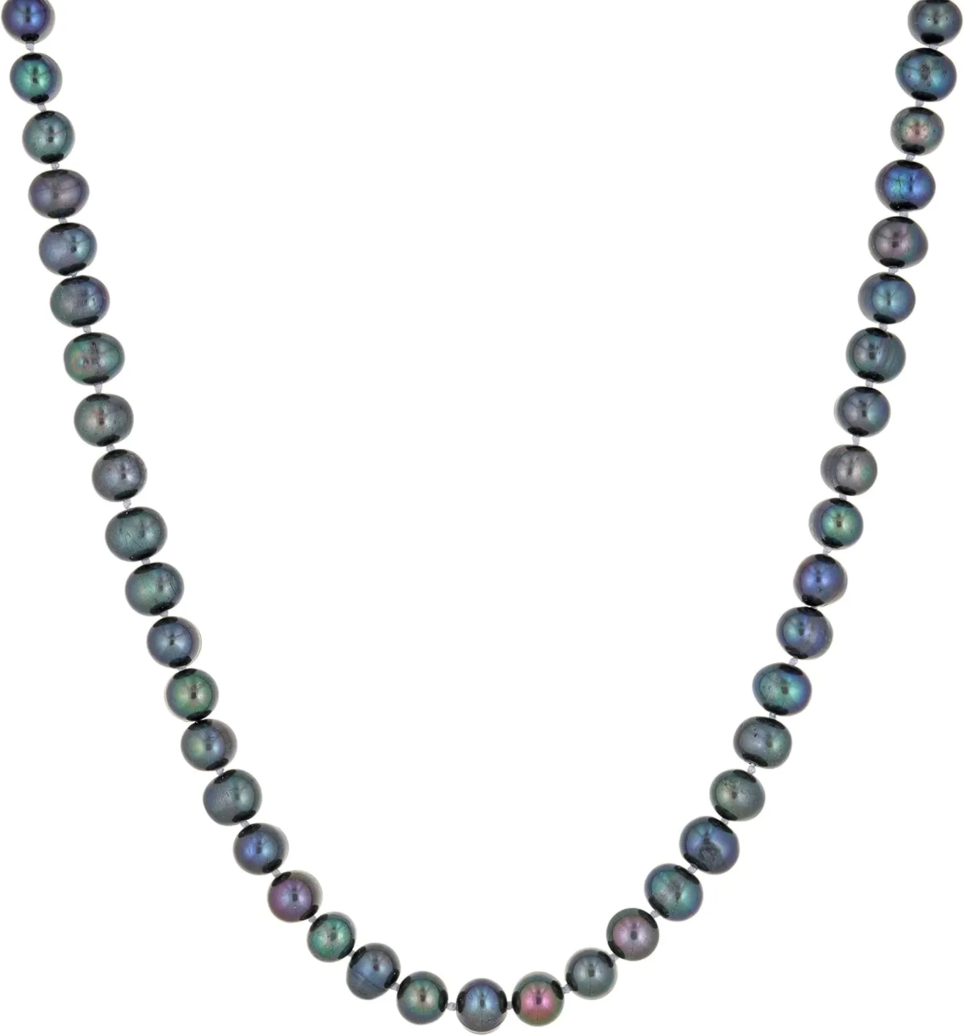 Lavari Jewelers Black Pearl Necklace in 925 Sterling Silver 36 Inches Long with Lobster Claw Clasps 6-7 mm Wide
