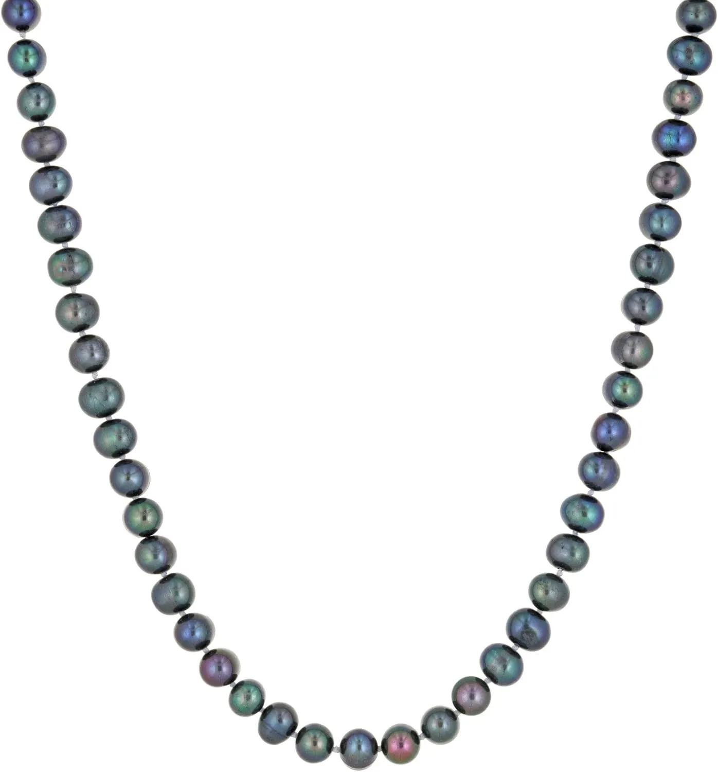 Lavari Jewelers Black Pearl Necklace in 925 Sterling Silver 36 Inches Long with Lobster Claw Clasps 6-7 mm Wide