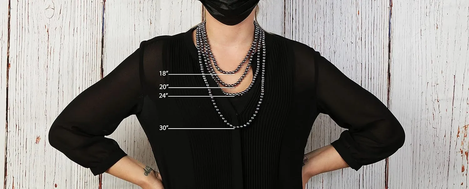 Lavari Jewelers Black Pearl Necklace in 925 Sterling Silver 36 Inches Long with Lobster Claw Clasps 6-7 mm Wide