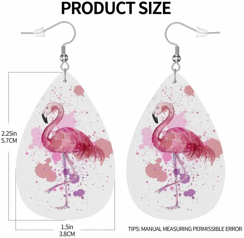 Leather Earrings for Women Teardrop Double-Sided Dangle Lightweight Leaf Earrings