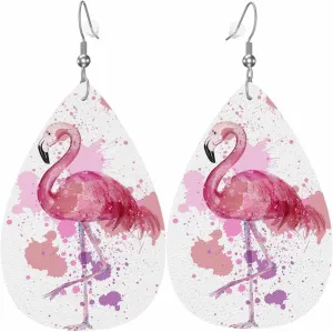 Leather Earrings for Women Teardrop Double-Sided Dangle Lightweight Leaf Earrings
