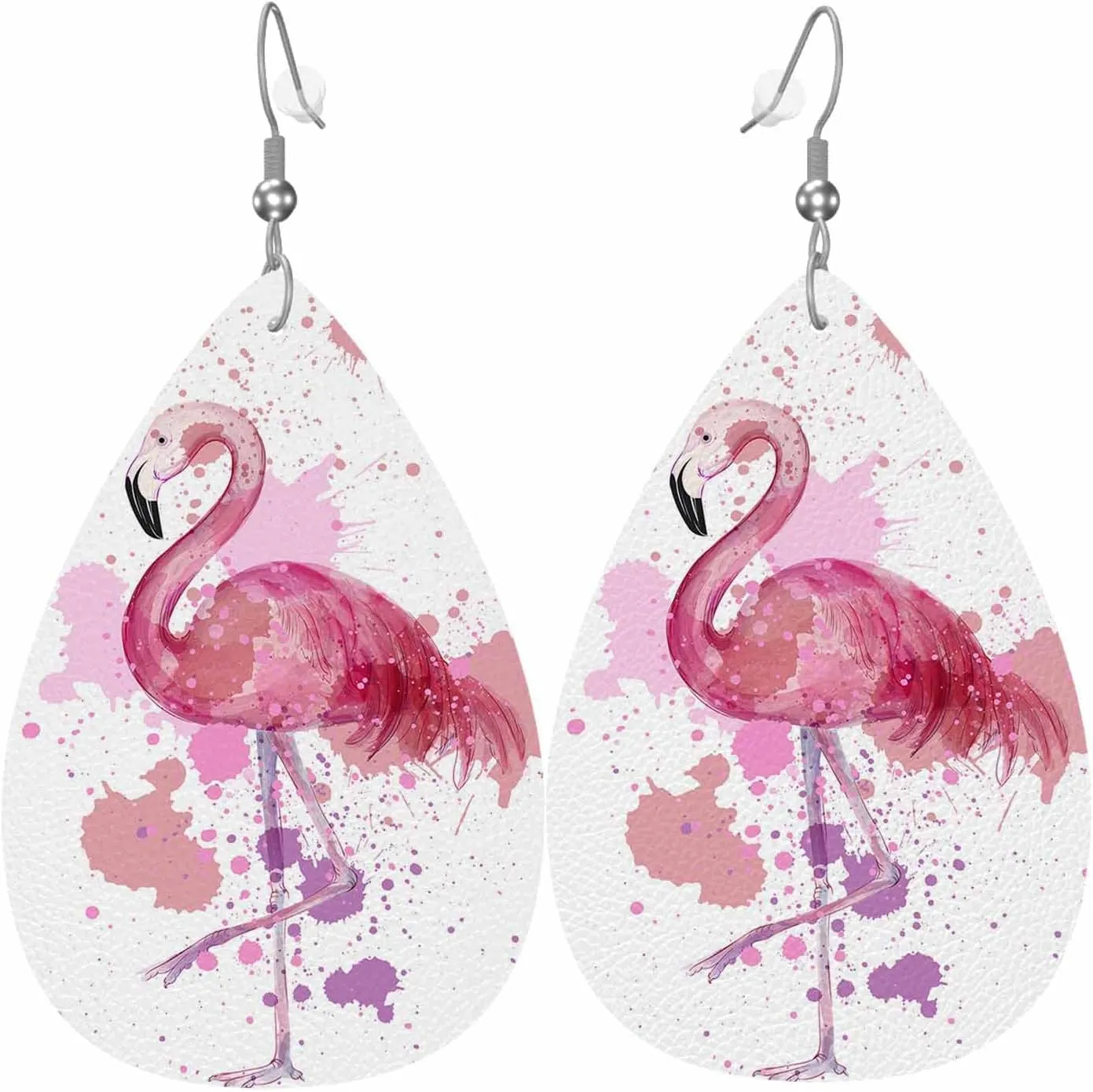Leather Earrings for Women Teardrop Double-Sided Dangle Lightweight Leaf Earrings