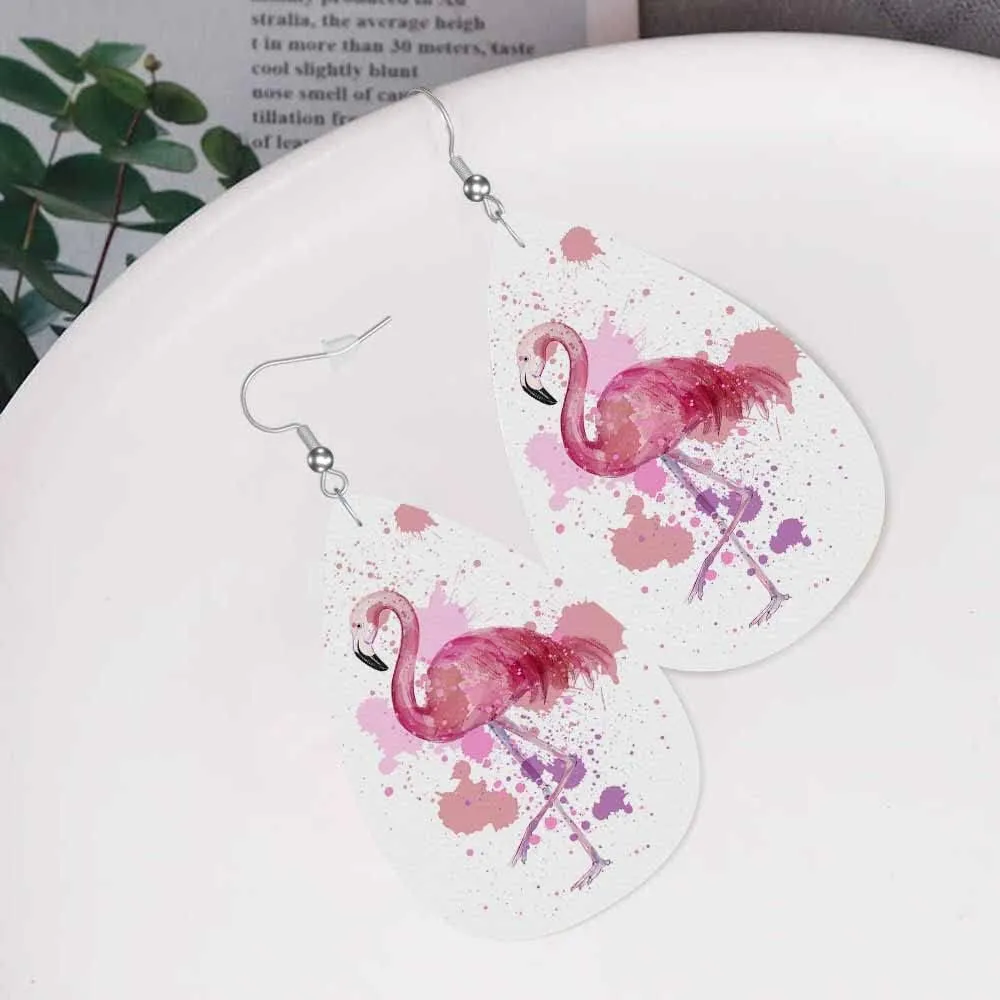 Leather Earrings for Women Teardrop Double-Sided Dangle Lightweight Leaf Earrings