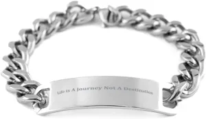 Life is a Journey No a Destination Bracelet,Sobriety Gifts for Men Women,Gifts for Sobriety,Sobriety Bracelet,Serenity Prayer,Sober Gifts,Cuban Bracelet