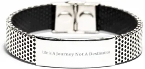 Life is a Journey No a Destination Bracelet,Sobriety Gifts for Men Women,Gifts for Sobriety,Sobriety Bracelet,Serenity Prayer,Sober Gifts,Stainless Bracelet