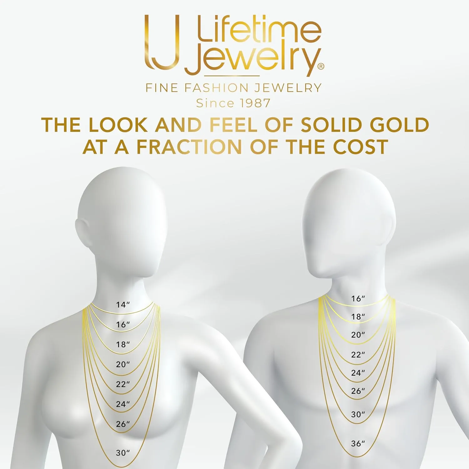 LIFETIME JEWELRY 1mm Gold Chain for Men & Women 24k Real Gold Plated Diamond Cut Rope Chain 14 to 30 Inch