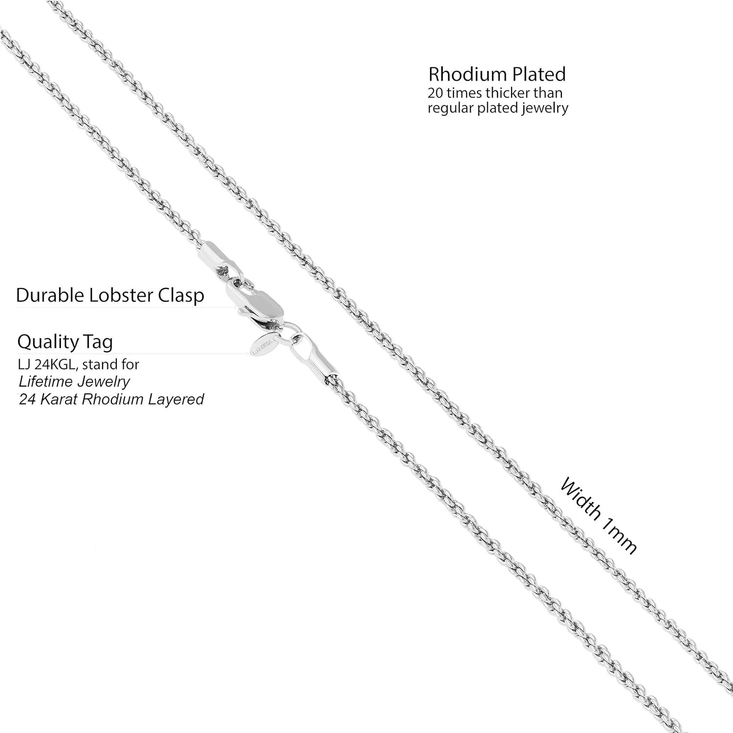 LIFETIME JEWELRY 1mm Gold Chain for Men & Women 24k Real Gold Plated Diamond Cut Rope Chain 14 to 30 Inch