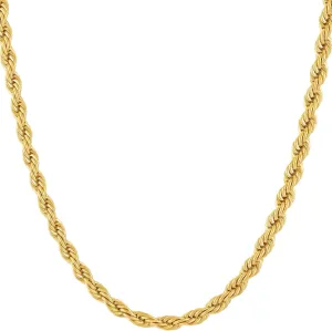 LIFETIME JEWELRY 4mm Gold Rope Chain for Men & Women 24k Real Gold Plated Diamond Cut Gold Necklace 16 to 30 Inch