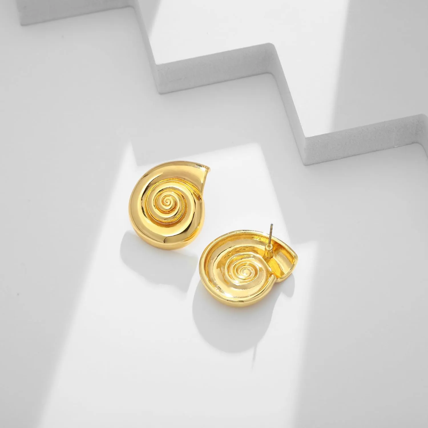 LILIE&WHITE Conch Sell Gold Earrings - Women's Love Knot & Angel Wings Stud Earrings