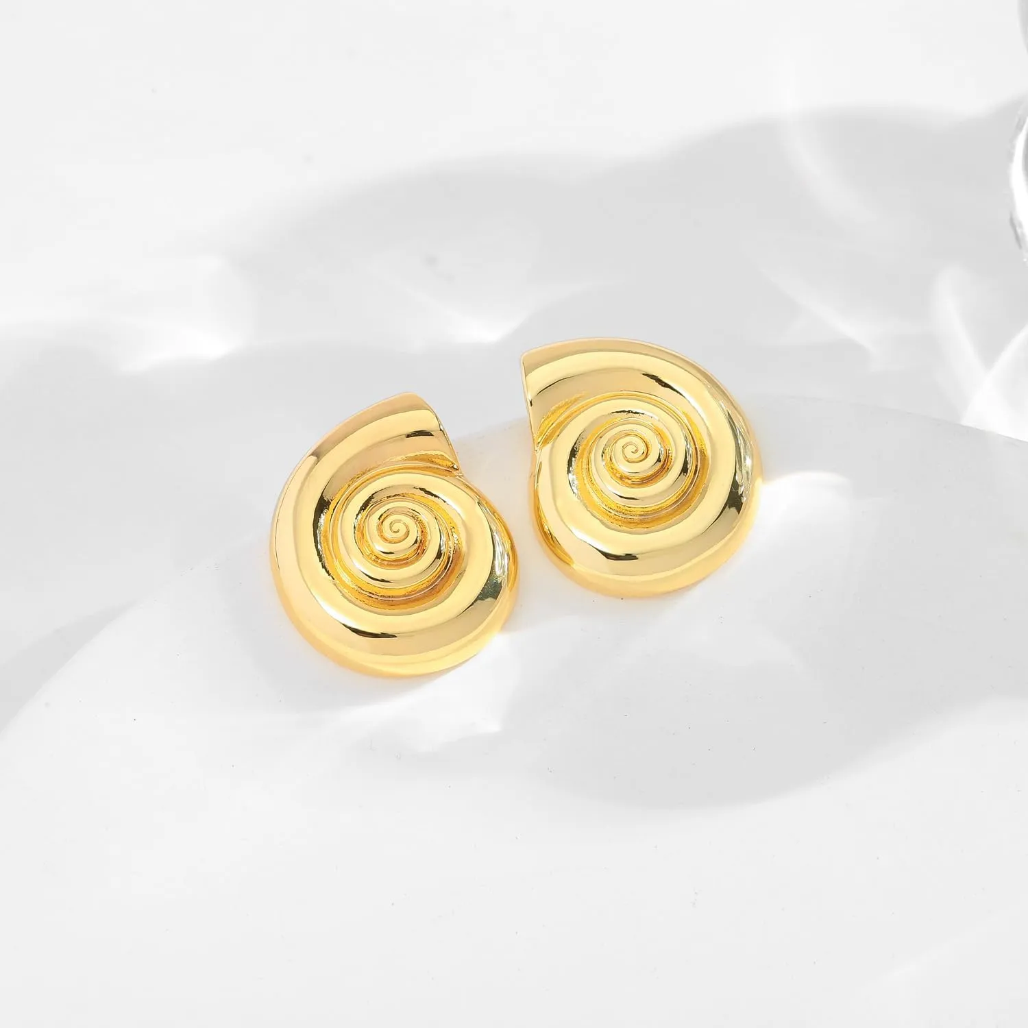 LILIE&WHITE Conch Sell Gold Earrings - Women's Love Knot & Angel Wings Stud Earrings
