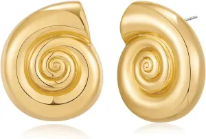 LILIE&WHITE Conch Sell Gold Earrings - Women's Love Knot & Angel Wings Stud Earrings
