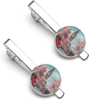 London - City Street View Men's Tie Clip Round Tie Bar Tie Tack Pins Jewelry Accessories for Father's Day Gifts