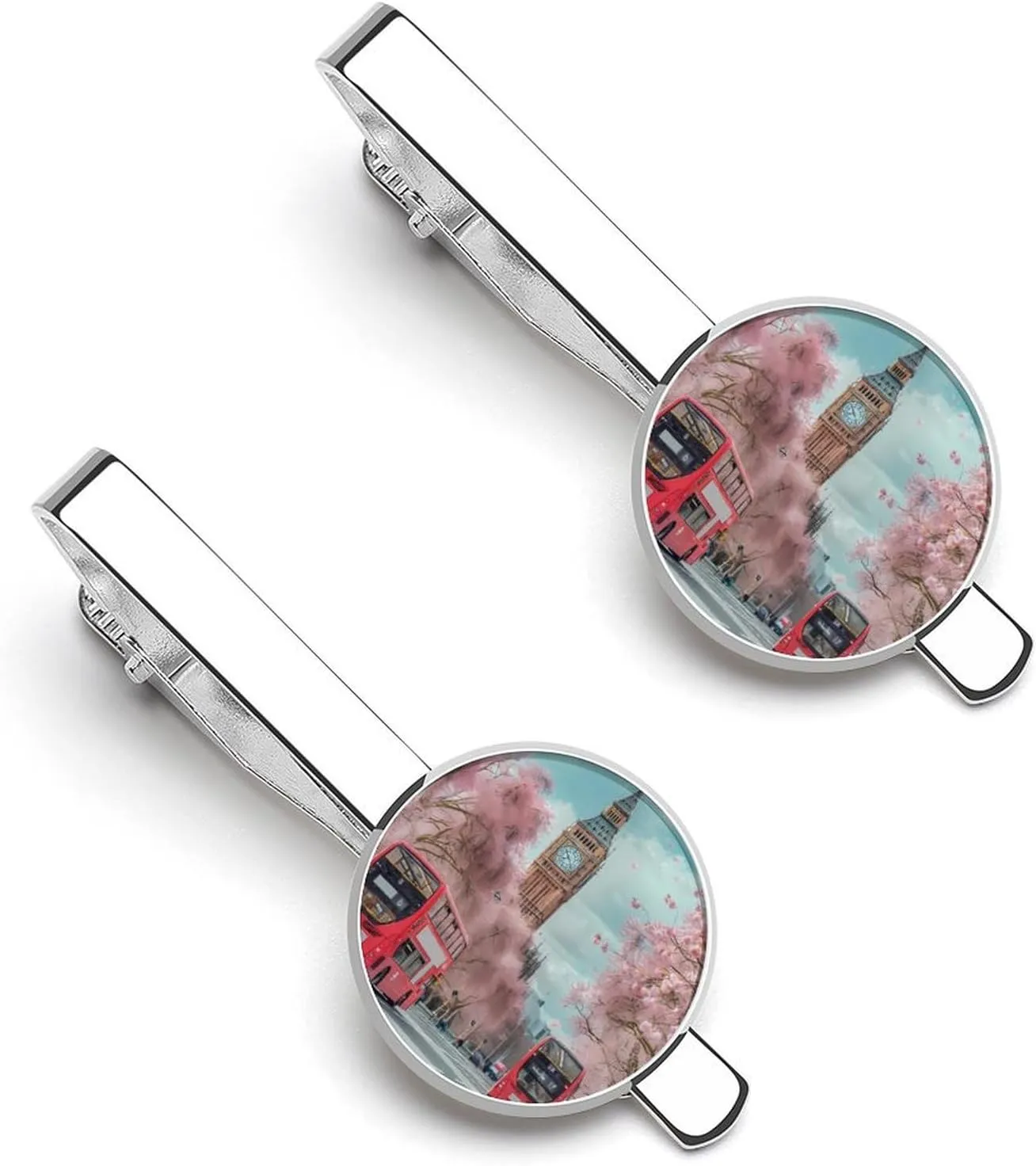 London - City Street View Men's Tie Clip Round Tie Bar Tie Tack Pins Jewelry Accessories for Father's Day Gifts