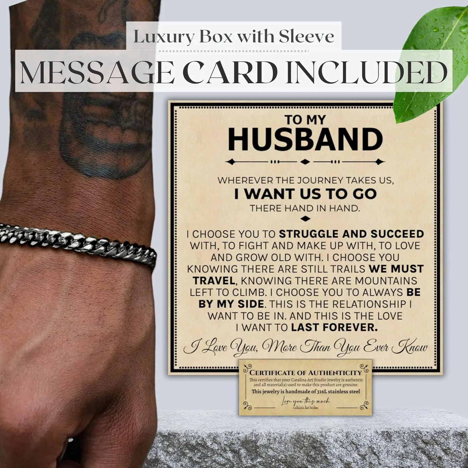 Love You This Much Jewelry Gift Set - Classic Steel Bracelet - Romantic Gift, Unique Husband Gifts