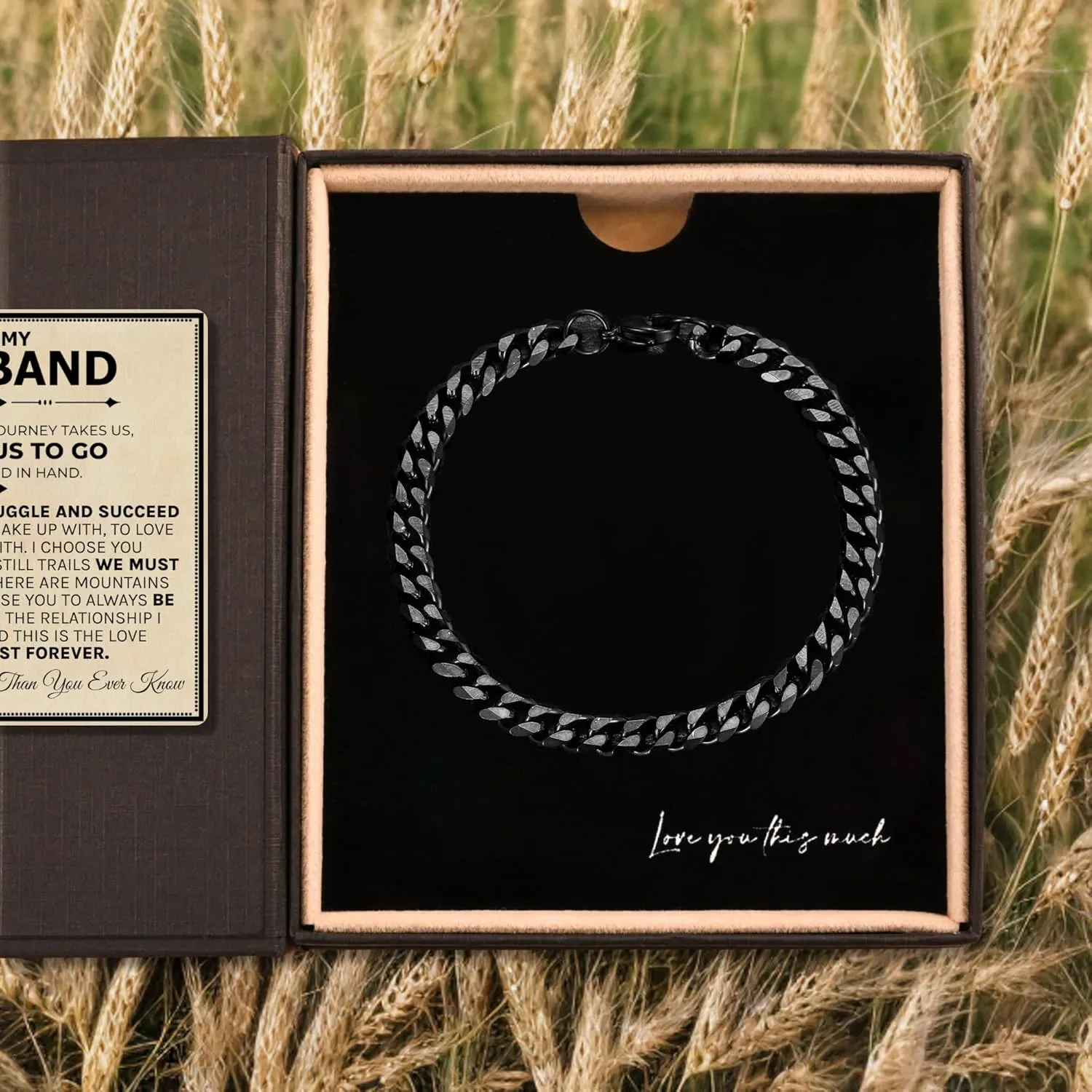 Love You This Much Jewelry Gift Set - Classic Steel Bracelet - Romantic Gift, Unique Husband Gifts