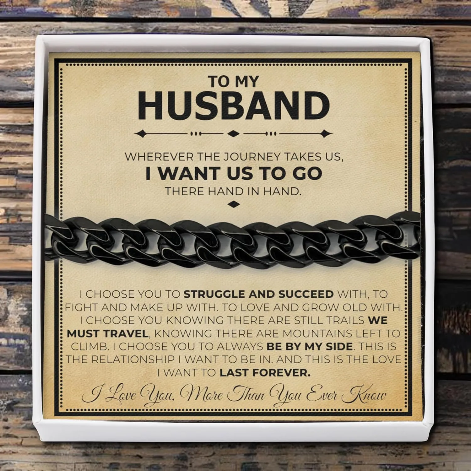 Love You This Much Jewelry Gift Set - Classic Steel Bracelet - Romantic Gift, Unique Husband Gifts