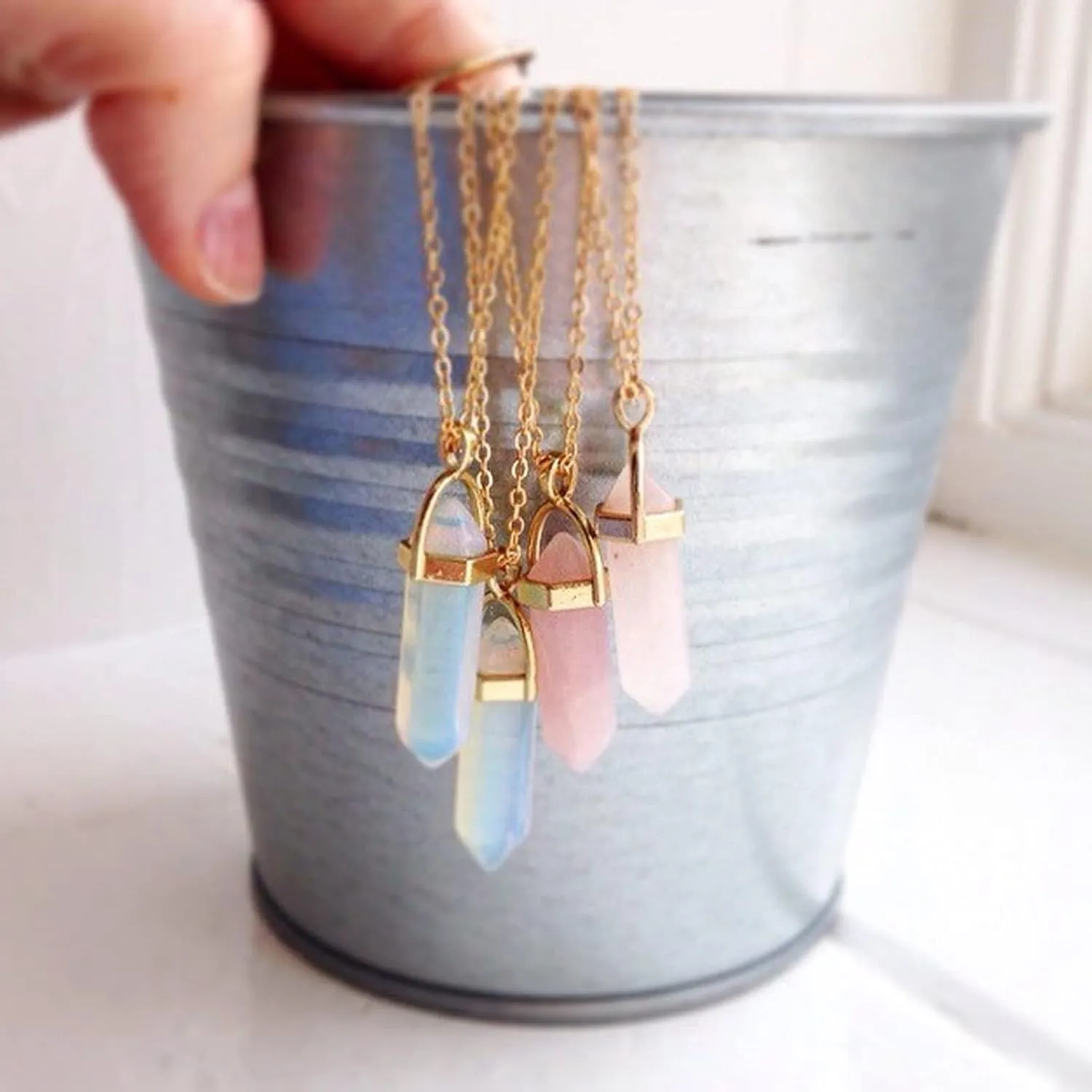 Lucare Necklace Faux Crystal Stone Necklace Rust-Proof Faux Crystal Stone Gorgeous Eco-Friendly