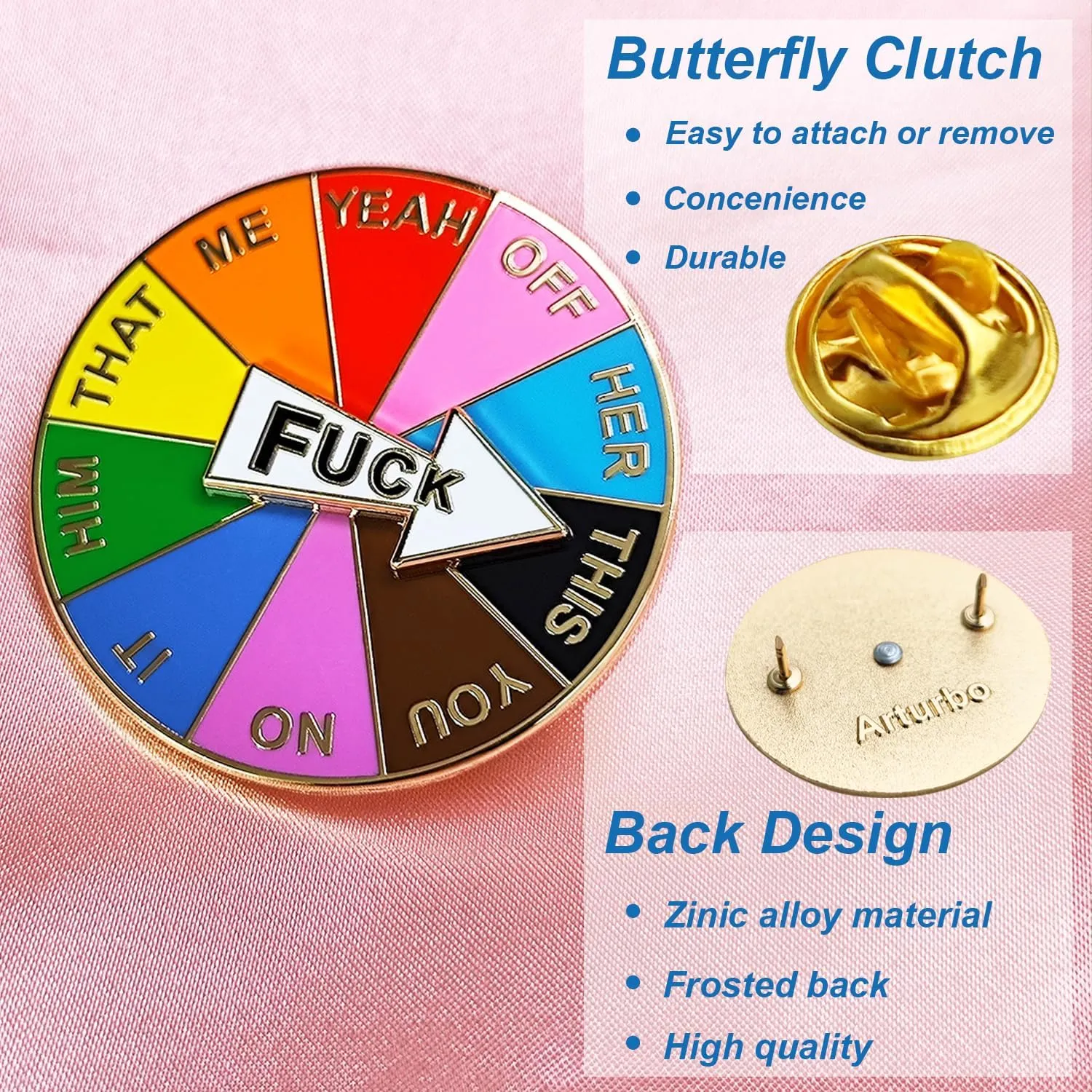Lucky Wheel Enamel Pins Rotatable Arrows Fun Pin Brooches Badges Cool Funny Lapel Pins For Bags Backpacks Hats Gifts Decoration