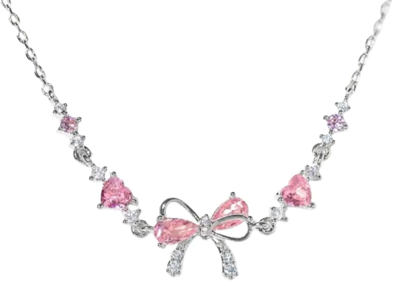 LXURY Bow Zircon Bracelet, Adjustable Ribbon Bow Beaded Chain Bracelet, Friendship Bracelets with White Pink Zircon,Women Trendy Bracelet Gift (Gold,One Size)