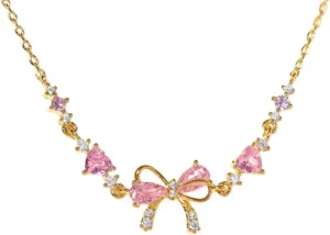 LXURY Bow Zircon Bracelet, Adjustable Ribbon Bow Beaded Chain Bracelet, Friendship Bracelets with White Pink Zircon,Women Trendy Bracelet Gift (Gold,One Size)