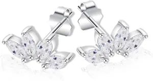 Marquise Moissanite Stud Earrings Maple Leaf, 0.8cttw D Color VVS1 18k Gold Plated 925 Sterling Silver Leaves Earrings for Women Girlfriend Birthday Gifts