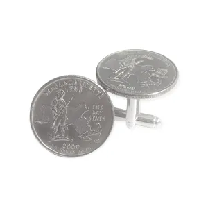 Massachusetts Quarter Cuff Links, Boston novelty for men, unique Massachusetts, stocking stuffer