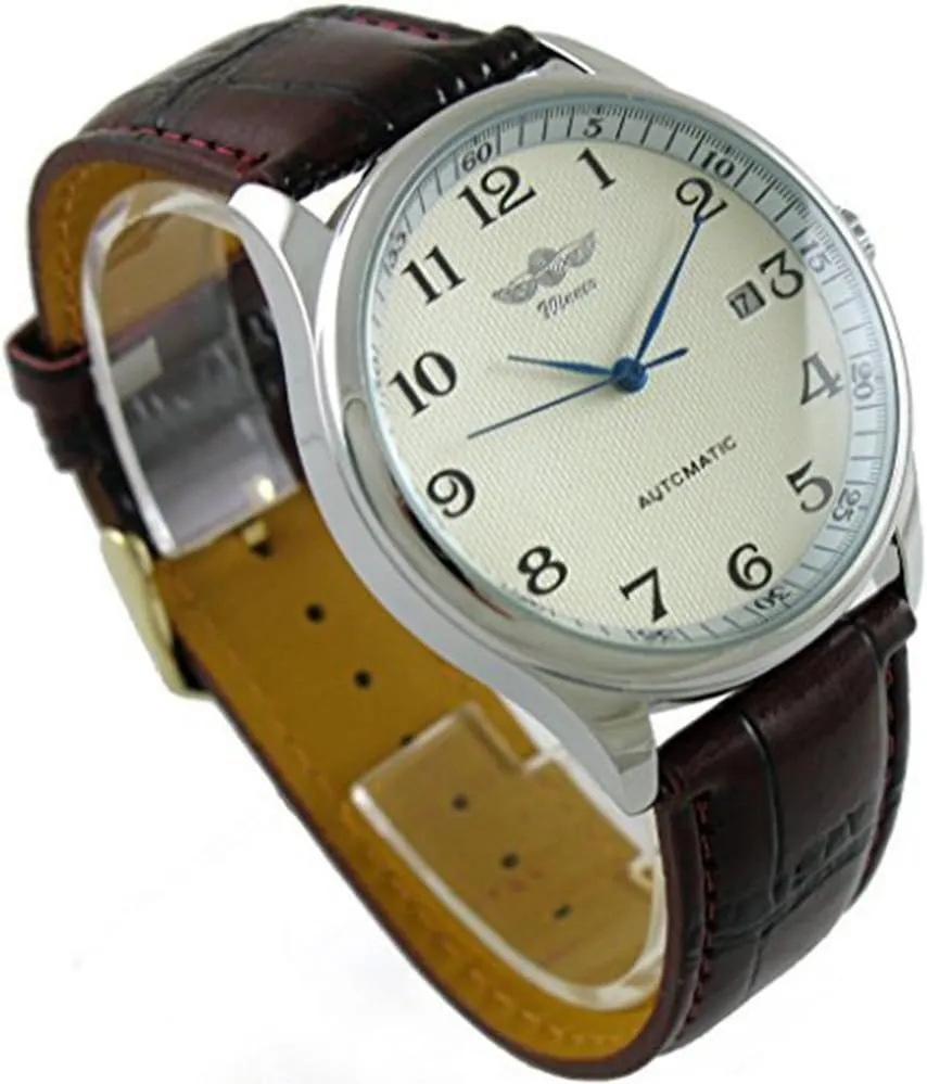 MASTOP Men's Classic Automatic Mechanical Day Calendar Luxury Leather Band Watch
