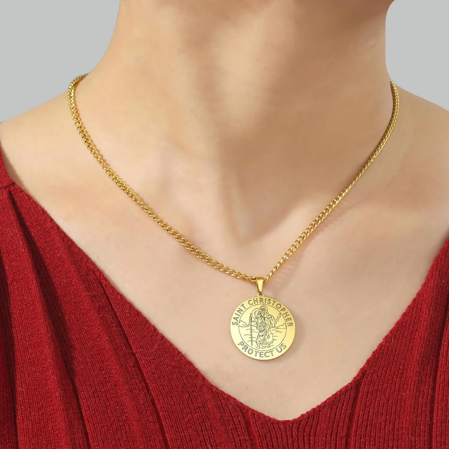 Medal Necklace - Catholic Pendant For Travelers, Stainless Steel Religious Jewelry