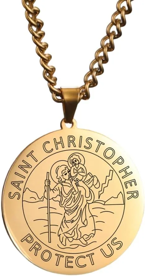 Medal Necklace - Catholic Pendant For Travelers, Stainless Steel Religious Jewelry
