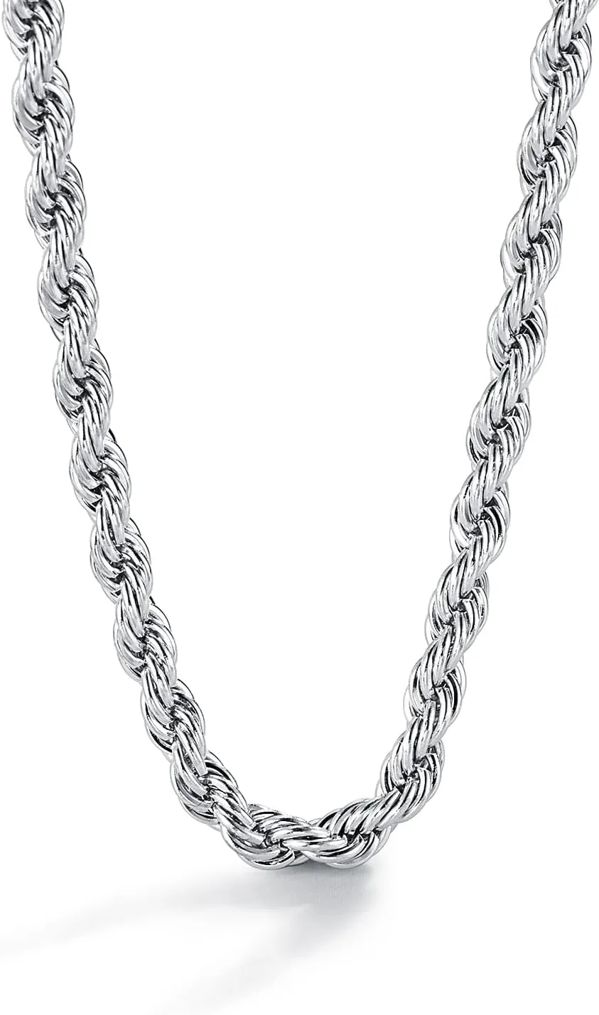 Men 925 Sterling Silver 5mm Twist Rope Chain Necklace 24k Real Gold Plated Women Diamond Cut Clasp Rope Box Chain 18" 20 "22" 24 "26" 28 "30" Chocker Jewelry Gifts