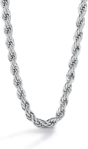 Men 925 Sterling Silver 5mm Twist Rope Chain Necklace 24k Real Gold Plated Women Diamond Cut Clasp Rope Box Chain 18" 20 "22" 24 "26" 28 "30" Chocker Jewelry Gifts
